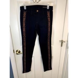 Rag & Bone Copper Embroidered Blue Bengal Midnight Skinny Jeans Size 28